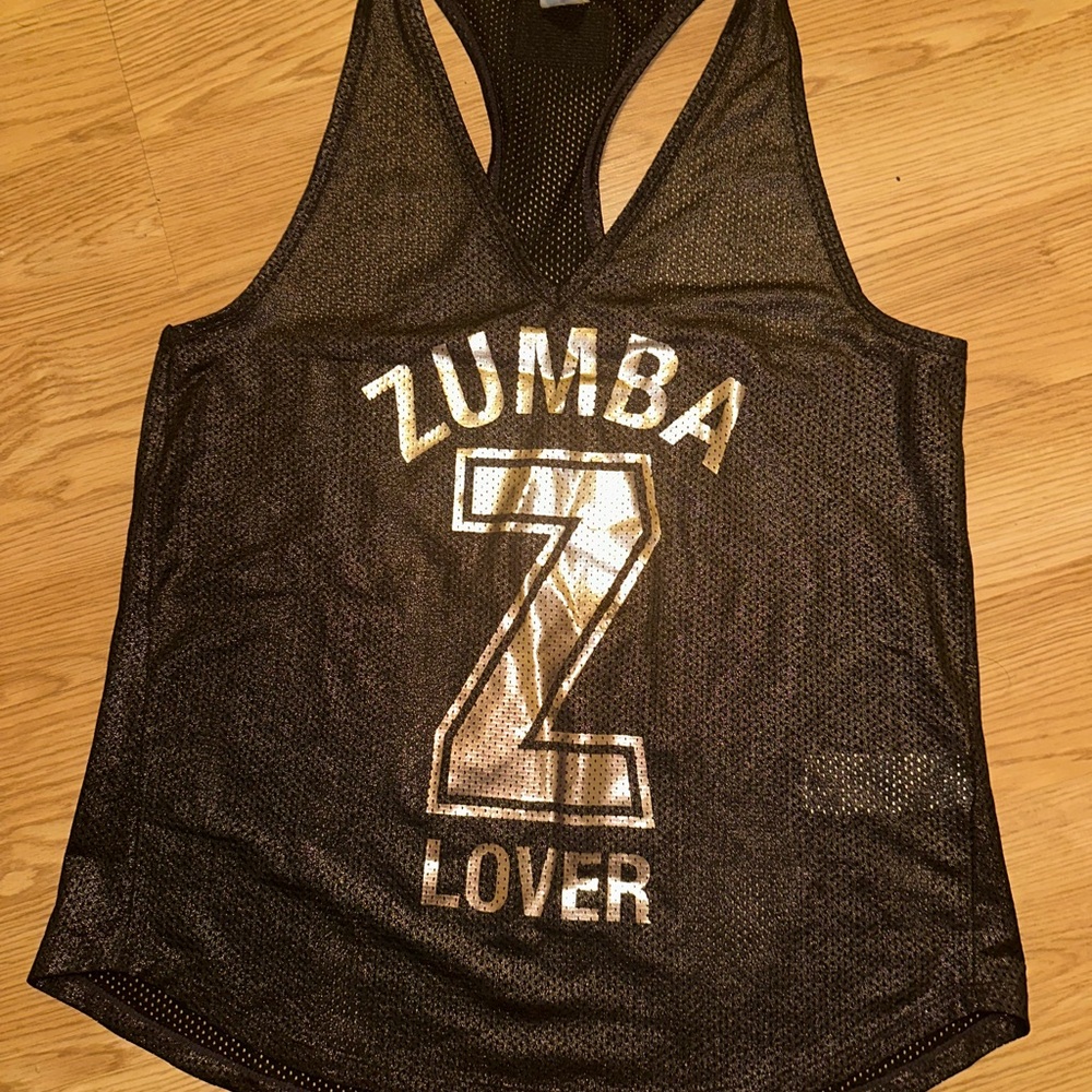 Zumba Fitness Black and gold Mesh Tank Top